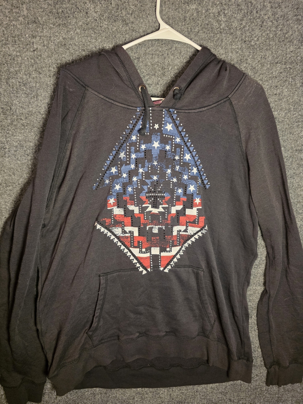 Rock & Roll Cowgirl American Flag Rhinestone Hoodie Women’s XXL